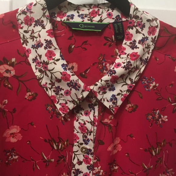 Mixed Floral Print Button Front Long Sleeve - Picture 5 of 8